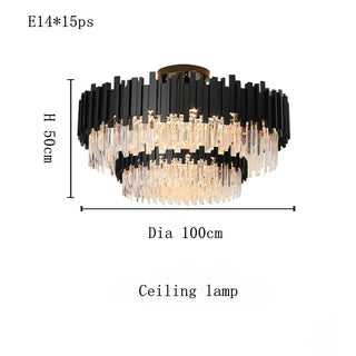 Armena - Modern Black Glass Hanging Ceiling Chandelier