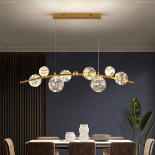 Babuna - Modern Multi Head Ball Hanging Line Chandelier