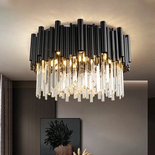 Vertice - Contemporary Matte Black Round Crystal Chandelier