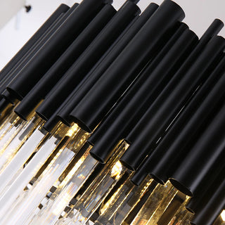 Vertice - Contemporary Matte Black Round Crystal Chandelier