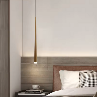 Lille - Narrow Cylindrical Metallic Hanging Pendant Ceiling Light