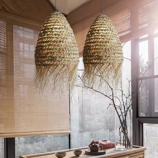 Laron - Wicker Rattan Pendant Round Ceiling Light