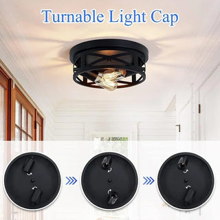 Zulia - Modern Circular Criss Cross Integrated Black Flush Mount Ceiling Light