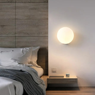 Eyre - Modern Minimalist White Milk Shade Circular Glass Ball Wall Light
