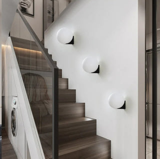 Eyre - Modern Minimalist White Milk Shade Circular Glass Ball Wall Light