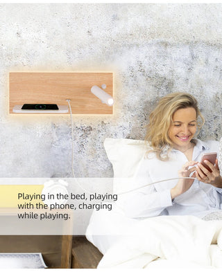 Dorene - Modern Dual Wall Reading Light with Wireless Phone Charger Charging