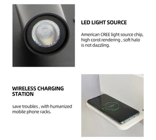 Dorene - Modern Dual Wall Reading Light with Wireless Phone Charger Charging