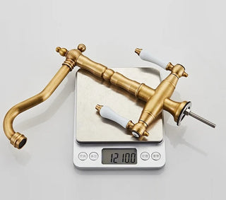 Kain - Dual Handle Antique Brass Kitchen Tap