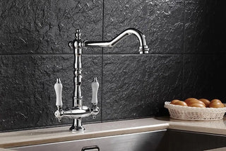 Kain - Dual Handle Antique Brass Kitchen Tap