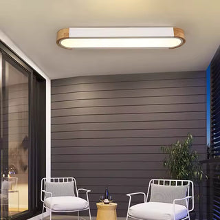 Fiqi - Modern Multicolour Rectangle Nordic Wood Flush Mount Ceiling Light