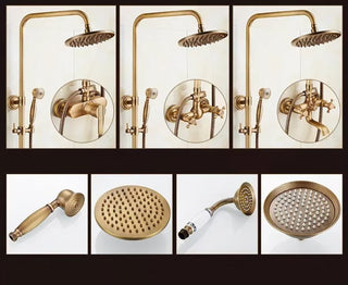 Malaney - Brass Antique Wall Mounted Dual Handle Shower Set