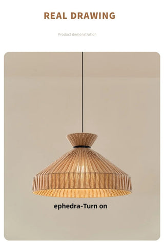 Lowell - Woven Rattan Round Fabric Shade Ceiling Light