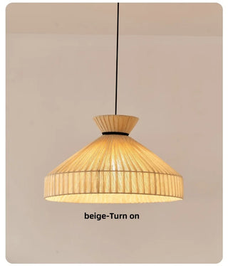 Lowell - Woven Rattan Round Fabric Shade Ceiling Light