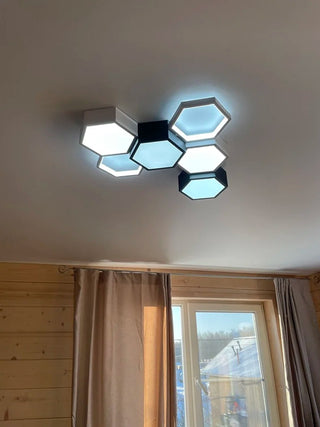 Dushanbe - Minimalist Honeycomb Black & White Combination Ceiling Light