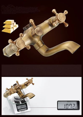 Malaney - Brass Antique Wall Mounted Dual Handle Shower Set