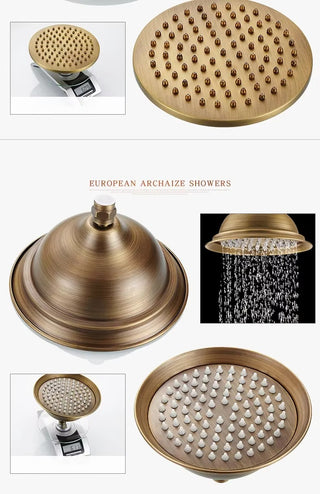 Malaney - Brass Antique Wall Mounted Dual Handle Shower Set