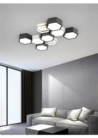 Dushanbe - Minimalist Honeycomb Black & White Combination Ceiling Light