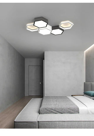 Dushanbe - Minimalist Honeycomb Black & White Combination Ceiling Light