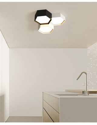 Dushanbe - Minimalist Honeycomb Black & White Combination Ceiling Light