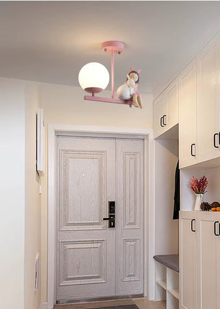 Sharell - Children's Cartoon Pink Sitting Girl Ceiling Light
