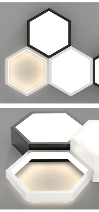 Dushanbe - Minimalist Honeycomb Black & White Combination Ceiling Light