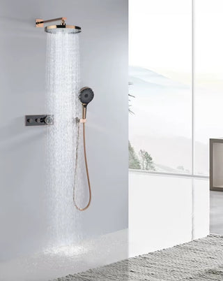Hades - Gold Thermostatic Shower Set with Digital Display and Dual Handle Controls