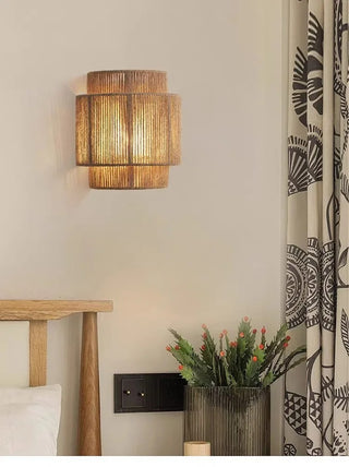 Croix - Japanese Retro Rattan Hemp Weaving Wall Lamp