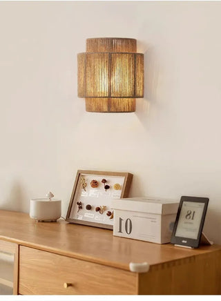 Croix - Japanese Retro Rattan Hemp Weaving Wall Lamp