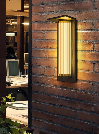 Vannora - Black Modern Patterned Glass Waterproof Outdoor Wall Light
