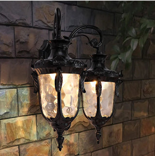 Julius - Double Head Classic Ripple Glass Outdoor Courtyard Lighting Fixture