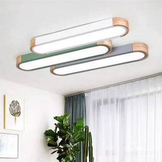 Fiqi - Modern Multicolour Rectangle Nordic Wood Flush Mount Ceiling Light