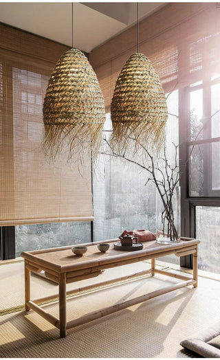 Laron - Wicker Rattan Pendant Round Ceiling Light