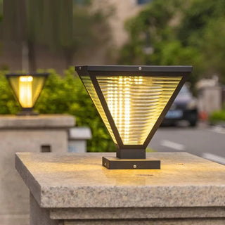 ILona Solar - Modern Minimalist Waterproof Square Prismatic Stainless Steel Glass Light