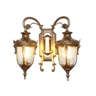 Julius - Double Head Classic Ripple Glass Outdoor Courtyard Lighting Fixture