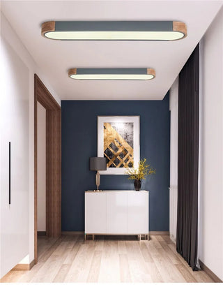 Fiqi - Modern Multicolour Rectangle Nordic Wood Flush Mount Ceiling Light