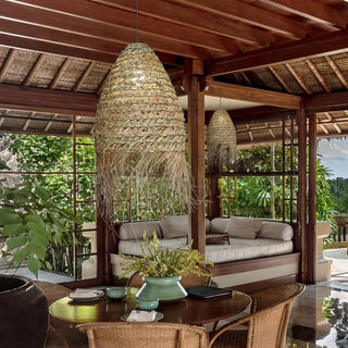 Laron - Wicker Rattan Pendant Round Ceiling Light