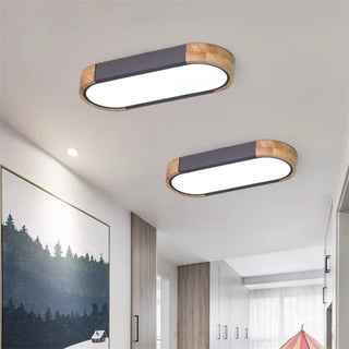 Fiqi - Modern Multicolour Rectangle Nordic Wood Flush Mount Ceiling Light