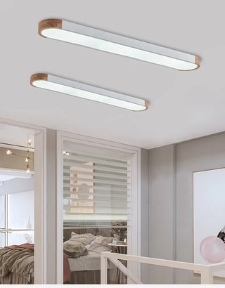 Fiqi - Modern Multicolour Rectangle Nordic Wood Flush Mount Ceiling Light