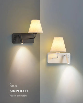 Meda - Modern Fabric Shade Dual Reading Wall Light with USB Charger