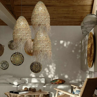 Laron - Wicker Rattan Pendant Round Ceiling Light