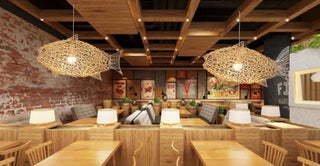 Azure - Modern Wavy Hand Woven Rattan Fish Pendant Ceiling Light