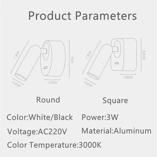 Andre - Modern 350º Rotation LED Reading Wall Lamp With Switch