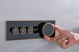 Hades - Gold Thermostatic Shower Set with Digital Display and Dual Handle Controls