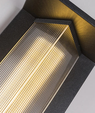 Vannora - Black Modern Patterned Glass Waterproof Outdoor Wall Light