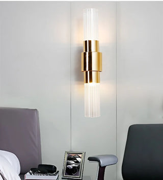Elowyn - Modern Gold Glass Cylindrical Up Down Wall Light