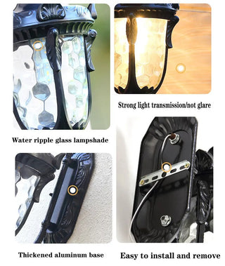 Julius - Double Head Classic Ripple Glass Outdoor Courtyard Lighting Fixture