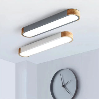 Fiqi - Modern Multicolour Rectangle Nordic Wood Flush Mount Ceiling Light