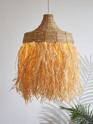 Joselin - Natural Grass Wicker Handmade Round Pendant Ceiling Light