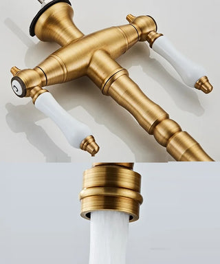 Kain - Dual Handle Antique Brass Kitchen Tap