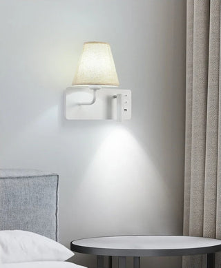 Meda - Modern Fabric Shade Dual Reading Wall Light with USB Charger